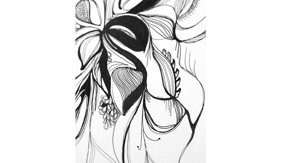 Dessin abstrait organique noir et blanc - Visuel 2
