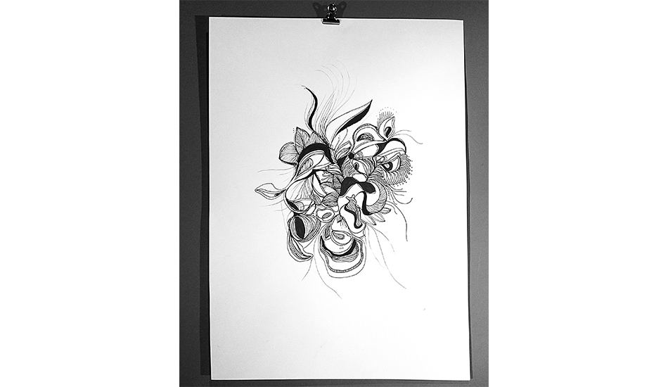 Dessin abstrait organique noir et blanc - Visuel 4