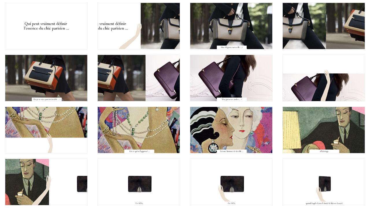 Lancel - Story-board d'animation et planches narratives de luxe par Cé. Cecile Reverdy