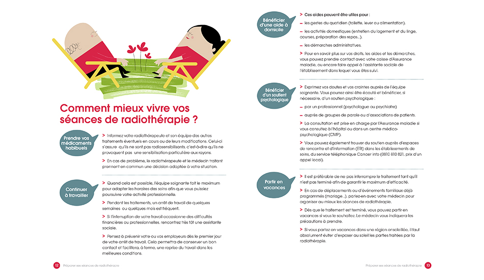Radiothérapie - illustration de brochure médicale au ton décalé en oncologie 13 par Cé. Cecile Reverdy